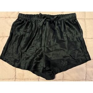 NEW SilkSilky Women Black 100% Silk Sleep Lounge Shorts Pajama Bottoms, Size M
